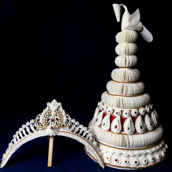 Mayur Mukhi  Topor - Mukut Set (White)