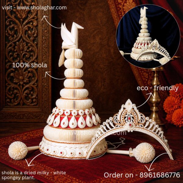 Mayur Mukhi  Topor - Mukut Set (White)