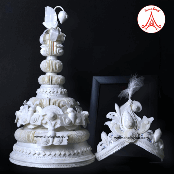 Sethkumari Topor Mukut Set (White )