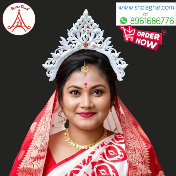 Krishnachura Bridal Mukut (Pearl)