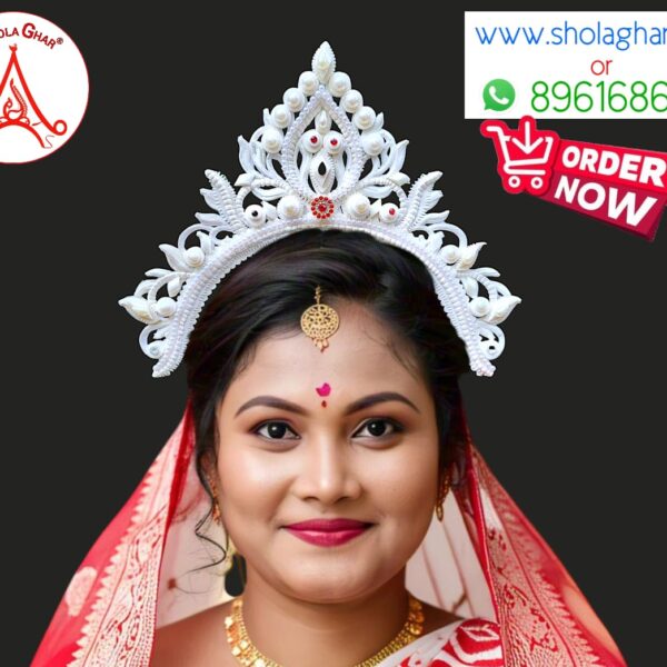 Krishnachura Bridal Mukut (Pearl)