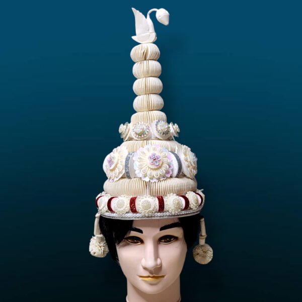 Shola Ghar’s Topor-Mukut Set is more than just an accessory, it’s a symbol of Bengal’s cultural pride and personal elegance. Our exquisite headgear is an essential addition to your wedding attire, embodying the rich cultural heritage of Bengal. In Shola Ghar’s Topor-Mukut Set, both bride’s and groom’s headgear are there, which has been traditionally worn by them as part of the Bengali Hindu wedding ceremony.