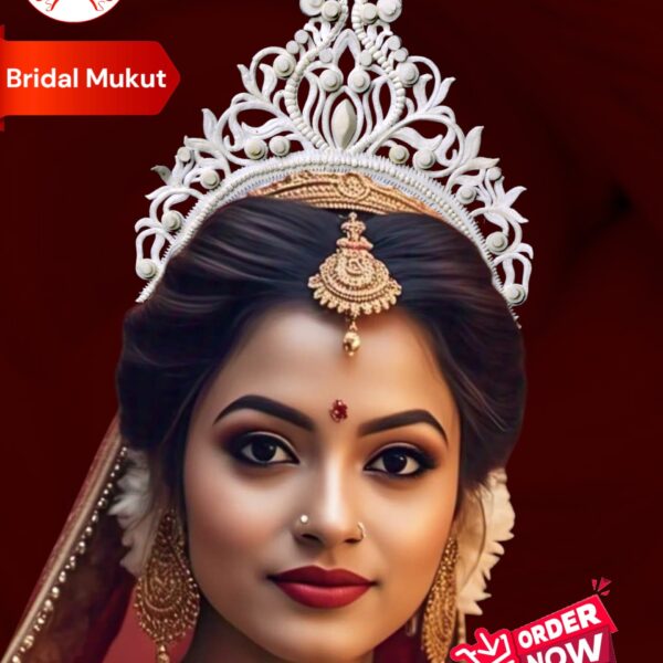 𝐒𝐡𝐨𝐧𝐤𝐡𝐨 Bridal Mukut (White)
