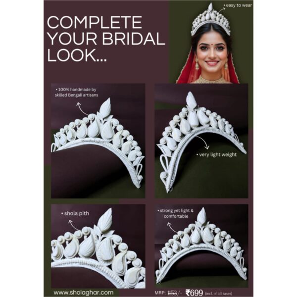 Minakari Bridal Mukut ( White)